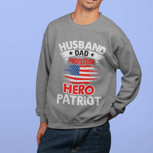 Husband, Dad, Protector, Hero, Patriot Crewneck Sweatshirt - Image 4
