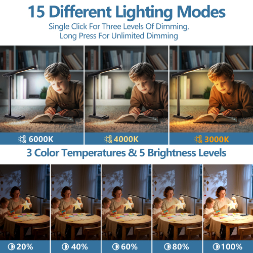 LED Desk Lamp - 360° Adjustable with USB Charging & Touch Control - Image 4