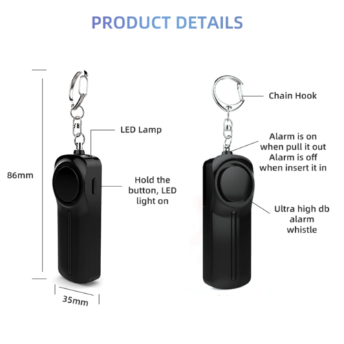 Self Defence Personal Alarm Keychain with LED Light - Image 3