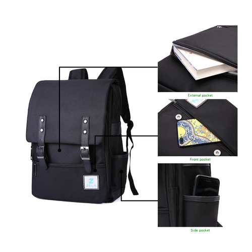 Slim Backpack,College, School & Business Fits 15-inch Laptop-All-Black - Image 3