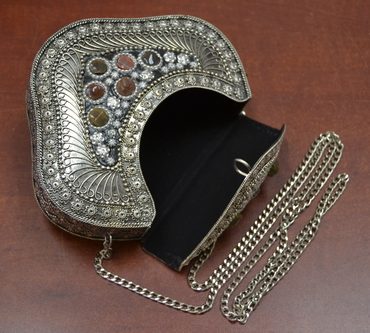 Handmade Gemstone Brass Metal Clutch Purse