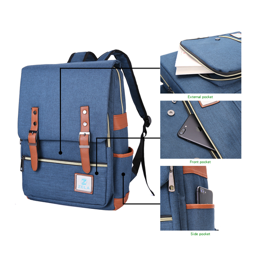 Slim Backpack,College, School & Business Fits 15-inch Laptop-Dark Blue - Image 3