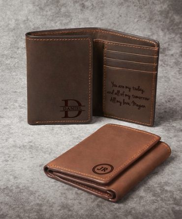 Trifold Mens Wallet, Anniversary Gift for Him, Custom Leather Wallet