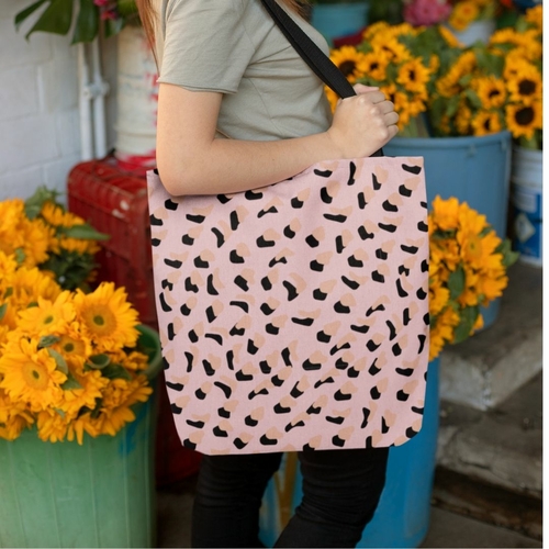 Pink Leopard Print Shopper Tote Bag Medium - Image 2