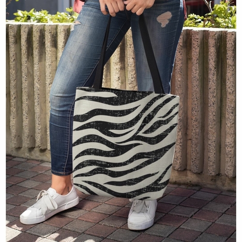 Double Sided Zebra Print Beach Shopper Tote Bag Medium - Image 2