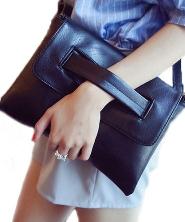 Womens Vegan Leather Envelope Clutch Bag