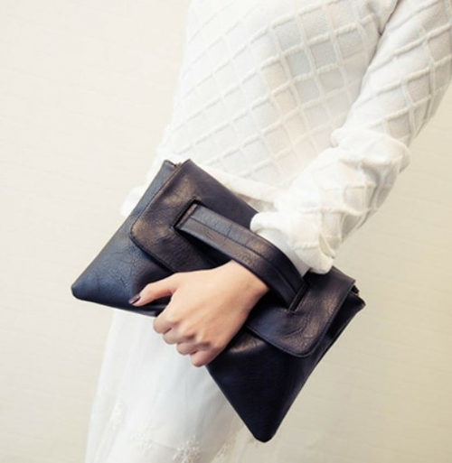 Womens Vegan Leather Envelope Clutch Bag - Image 3