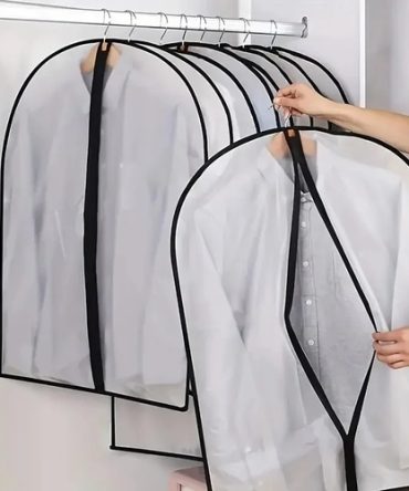 5 Pack Clear Garment Bags with Zipper for Clothes Storage