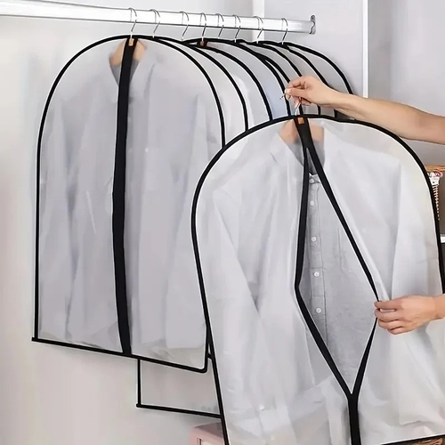5 Pack Clear Garment Bags with Zipper for Clothes Storage