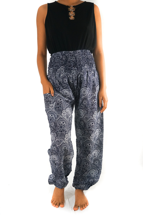 Black Paisley Pants Women Boho Pants Hippie Pants Yoga - Image 2
