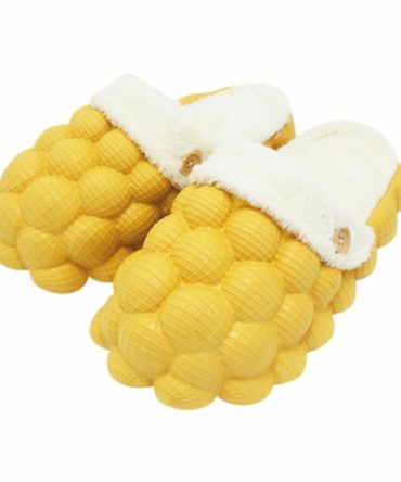 Non-slip Warm Cotton Bubble Home Slides Yellow/Pink/Black/Blue/Beige