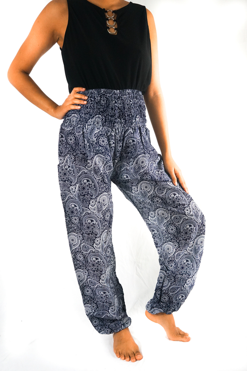 Black Paisley Pants Women Boho Pants Hippie Pants Yoga - Image 3