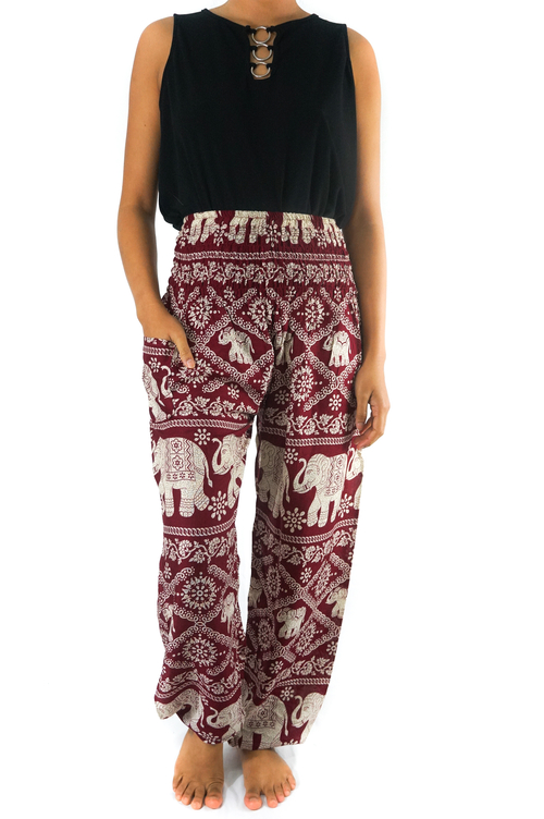 Burgundy ELEPHANT Pants Women Boho Pants Hippie Pants Yoga - Image 2