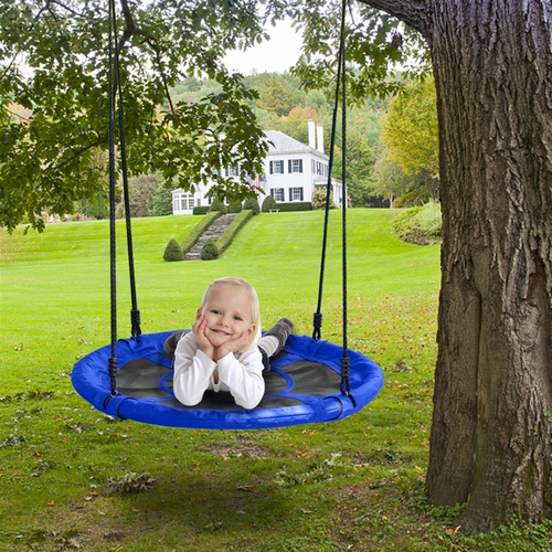 40" Kids Outdoor Round Net Hanging Rope Nest Tree Swing - Image 2