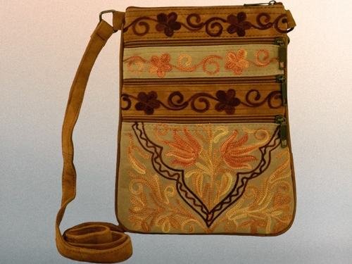 Suede Embroidered Five Zipper Cross-Body Bag - Image 3