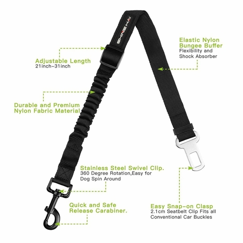 2 Pack Adjustable Dog Harness For Car Seatbelt Connector Restrain - Image 2