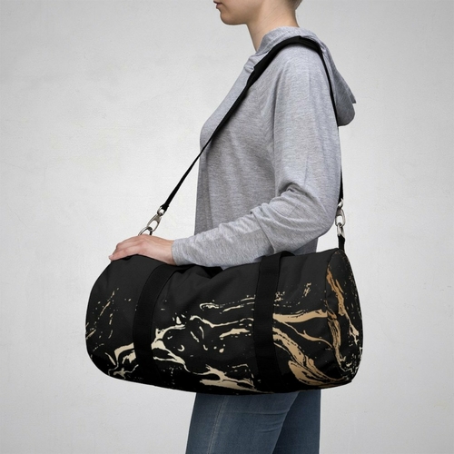 Duffel Bag - Carry on Luggage - Black and Gold - Image 12