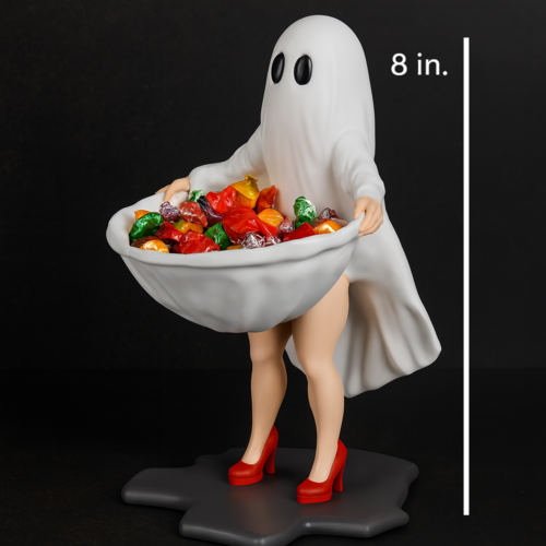 Halloween Ghost Candy Dish – 3D Printed Resin Bowl with Wrapped Candy - Image 7