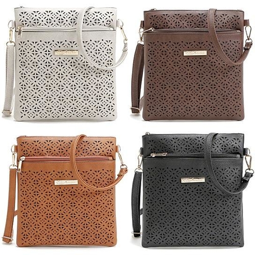 Classic Square Crossbody Bag with Floral Cutout Accent - Image 2