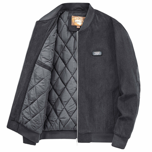 Mens Round Collar Winter Zipped Up Elbow Patch Jacket - Image 3