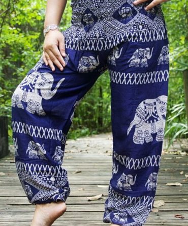 Blue ELEPHANT Pants Women Boho Pants Hippie Pants Yoga