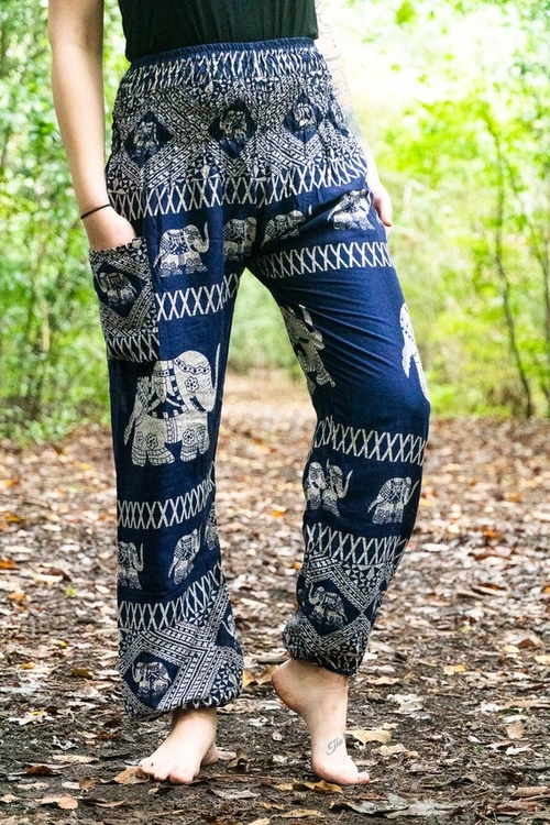 Blue ELEPHANT Pants Women Boho Pants Hippie Pants Yoga - Image 5