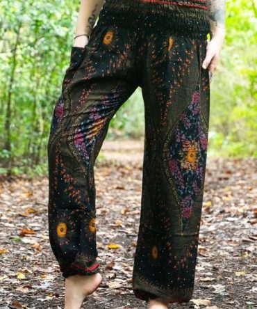 Black PEACOCK Harem Pants Women Boho Pants Hippie Pants