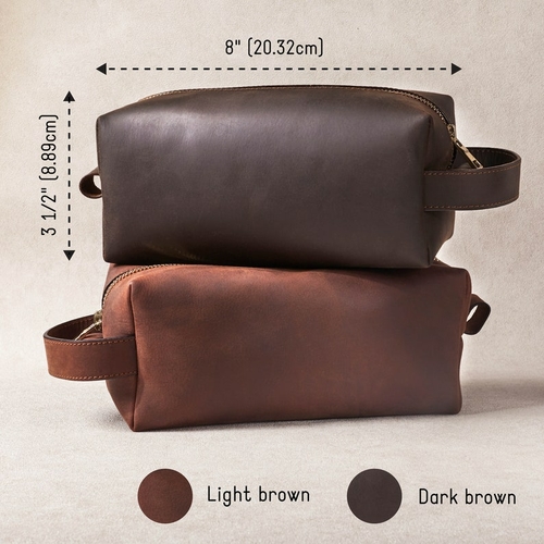 Father Of The Bride Gift, Leather Dopp Kit, Mens Toiletry Bag - Image 3