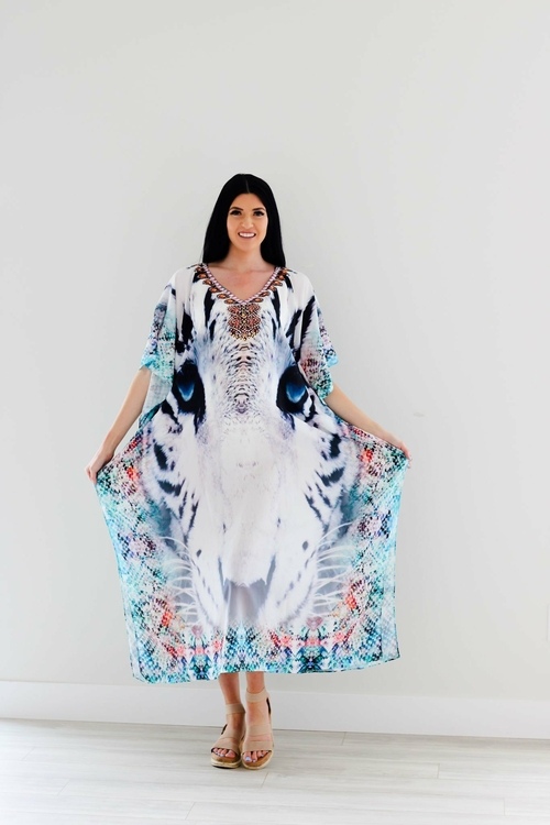 Tribal Kaftan Dress, Plus Size Kaftan Dress, Embellished Kaftan, - Image 3