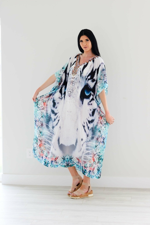 Tribal Kaftan Dress, Plus Size Kaftan Dress, Embellished Kaftan, - Image 2