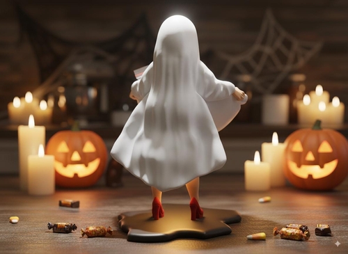 Halloween Ghost Candy Dish – 3D Printed Resin Bowl with Wrapped Candy - Image 4