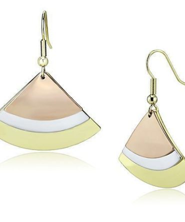LO2661 - Rhodium + Gold + Rose Gold Iron Earrings with No Stone