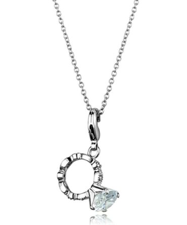 LO3490 - Rhodium Brass Pendant with AAA Grade CZ in Clear