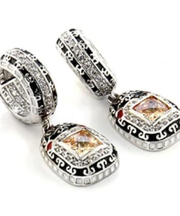 LOA968 Rhodium Brass Earrings with AAA Grade CZ in