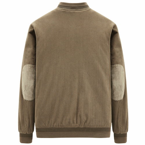 Mens Round Collar Winter Zipped Up Elbow Patch Jacket - Image 6