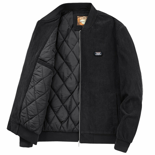 Mens Round Collar Winter Zipped Up Elbow Patch Jacket - Image 4