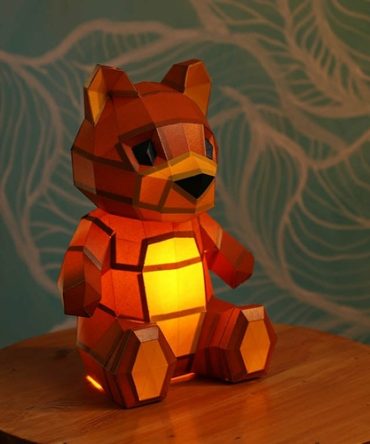 Teddy Bear 3D Paper Model, Lamp