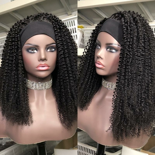 Headband Wig Afro Kinky Curly Human Hair Scarf Wig No GLUE Easy Wear - Image 6