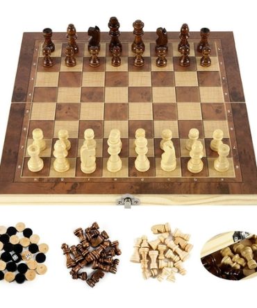 Foldable Wooden Chess Set Board Game