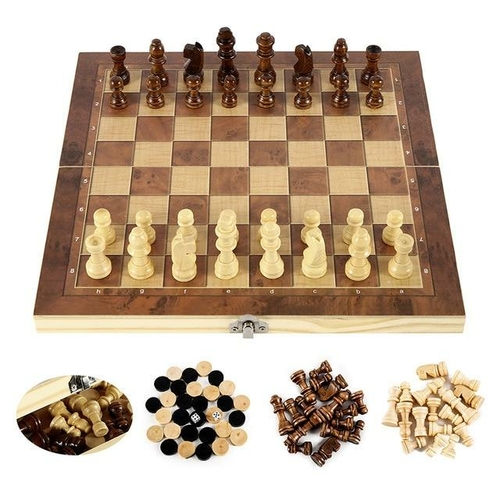 Foldable Wooden Chess Set Board Game - Image 2