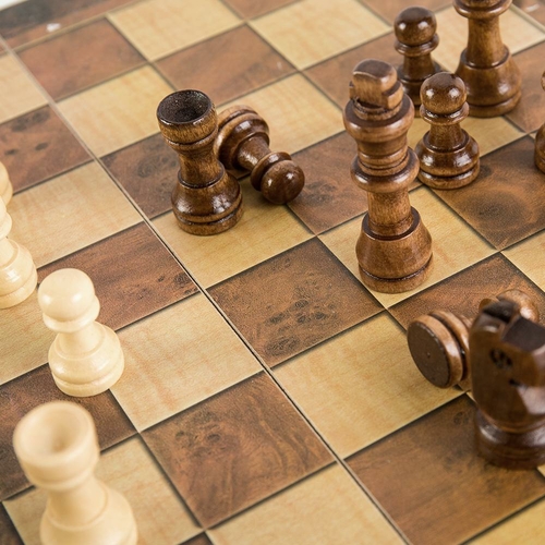 Foldable Wooden Chess Set Board Game - Image 5