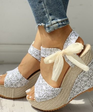 INS hot lace Leisure Women Wedges heeled women Shoes 2021Summer
