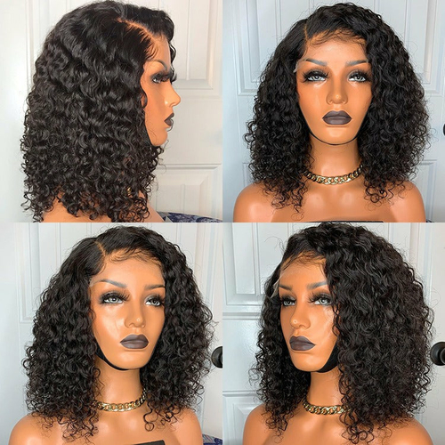 Deep Wave 180% Density 4x4 Short Bob 13x4 Lace Front Human Hair Wig - Image 2