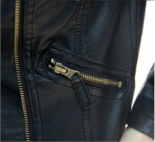 Womens Cropped Vegan Leather Jacket - Image 5