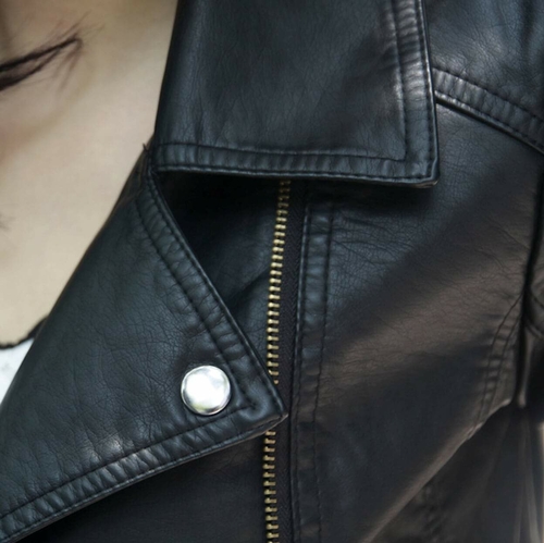 Womens Cropped Vegan Leather Jacket - Image 4