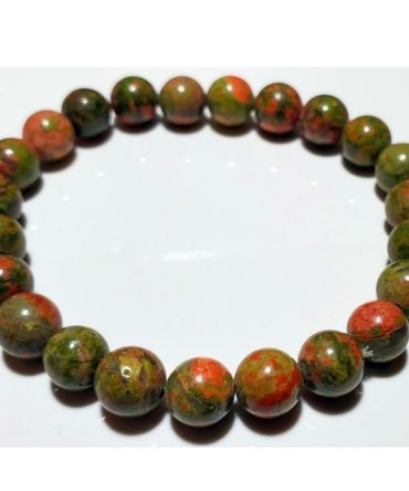 8mm Unakite Beaded Elastic Stretch Bracelet