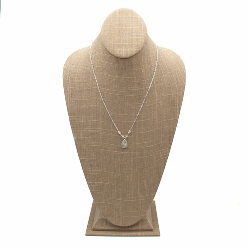 Rainbow Moonstone Beaded Teardrop Pendant Necklace - Image 2